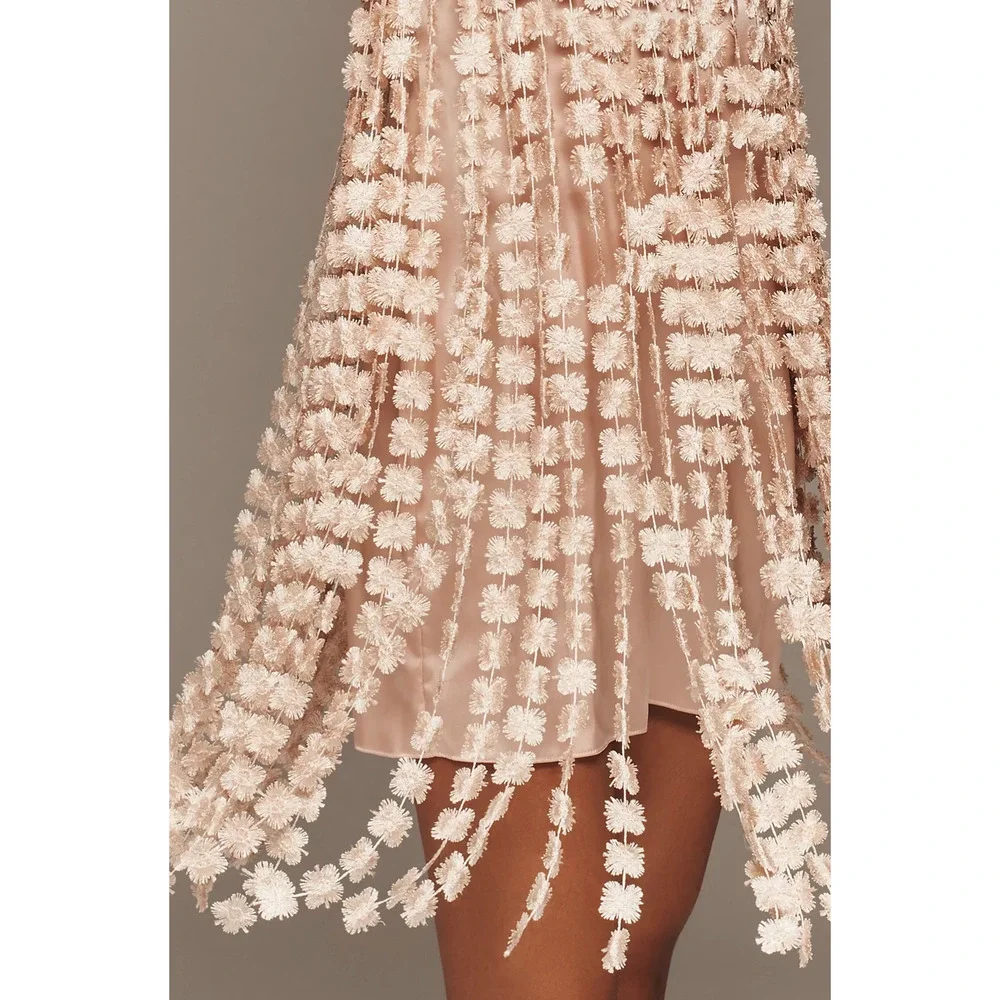 Saylor Floral Fringe Textured Mini Dress Small Blush Pink Fringe NWT Anthro